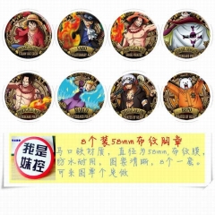 One Piece Cartoon Cosplay Pins Decorative Brooches 58MM (8pcs/set)