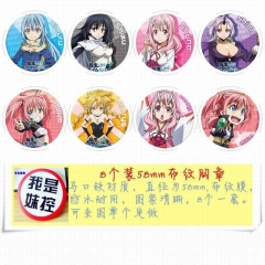 That Time I Got Reincarnated as a Slime Cartoon Cosplay Pins Decorative Brooches 58MM (8pcs/set)