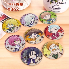 The Seven Deadly Sins Cartoon Pattern Pin Anime Badge Brooches Set 58MM