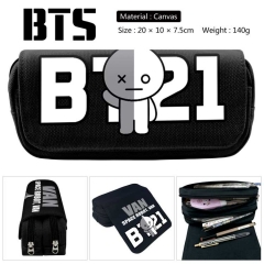 BT21 K-POP BTS Bulletproof Boy Scouts For Student Canvas Anime Pencil Bag 20*10*7.5cm