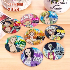 One Piece Cartoon Pattern Pin Anime Badge Brooches Set 58MM