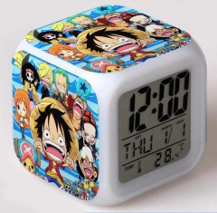 One Piece Cartoon Square Colorful Change Anime Alarm Clock