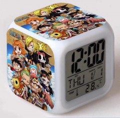 One Piece Cartoon Square Colorful Change Anime Alarm Clock