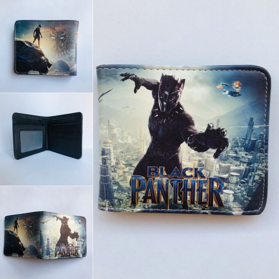 Black Panther Movie Colorful Coin Purse Bifold PU Anime Short Wallet
