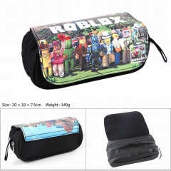 Roblox Game Double Layer Student Pen Case PU Anime Pencil Bag