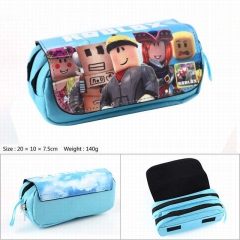 Roblox Game Double Layer Student Pen Case PU Anime Pencil Bag