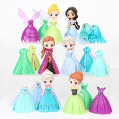 Disney Princess 3 Generation Change Cloth Model Toy Wholesale Anime PVC Figures (18pcs/set)