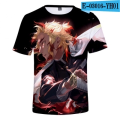 Demon Slayer: Kimetsu no Yaiba Anime 3D Printed SBaseball Short Sleeve T Shirt