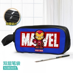 Iron Man Movie Pattern Double Layer Nylon Waterproof Pencil Bag