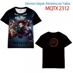 Demon Slayer: Kimetsu no Yaiba Cartoon 3D Printing Short Sleeve Casual T shirt （European Sizes）