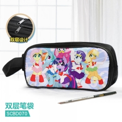 2 Different Styles My Little Pony Cartoon Pattern Double Layer Nylon Waterproof Pencil Bag