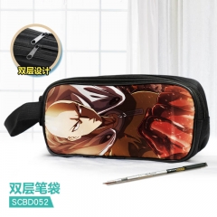 2 Different Styles One Punch Man Cartoon Pattern Double Layer Nylon Waterproof Pencil Bag