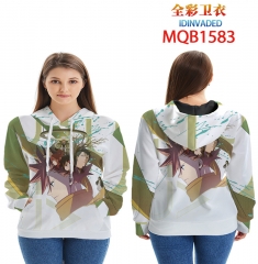 2 Styles ID:INVADED Color Printing Patch Pocket Hooded Anime Hoodie