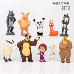 10pcs/set Masha and The Bear Collection Anime PVC Figure Collection Toy