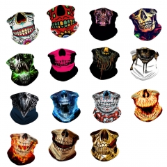 15 Styles Skull 3D Colorful Pattern Polyester Anime Magic Turban+Face Mask