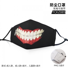 2 Styles 2 Sizes with PM2.5 Filter Tokyo Ghoul Customizable Adjustable Ear Straps Anime Face Dust Mask