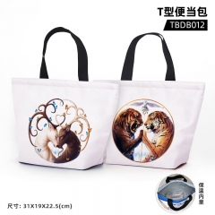 Animal Tiger and Deer Nylon Material Aluminum Foil Single Hand Bag Anime Bento Bag