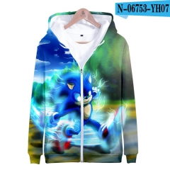 9 Styles For Adult and Children Sonic Game Cosplay Polyester 3D Zipper Hooded Anime Hoodies