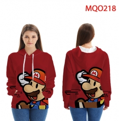 3 Styles Super Mario Bro Cartoon Color Printing Patch Pocket Hooded Anime Hoodie (European Size)