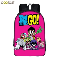 17 Styles Teen Titans Go Unisex For Teenager Colorful Printing Polyester School Bag Anime Backpack Bag