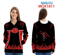 3 Styles Naruto Cartoon Color Printing Zipper Patch Pocket Hooded Anime Hoodie