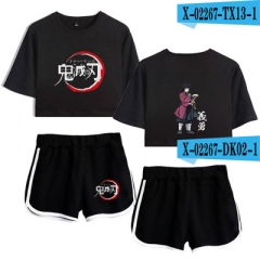 8 Colors 2 Styles Demon Slayer: Kimetsu no Yaiba Customizable Customizable Short Sleeves Crop Top Anime T-shirt and Short Pants