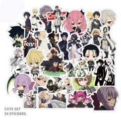 50PCS Seraph of the End Pattern Decorative Collectible Waterproof Anime Luggage Stickers Set