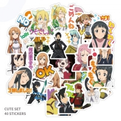 40PCS Sword Art Online Pattern Decorative Collectible Waterproof Anime Luggage Stickers Set