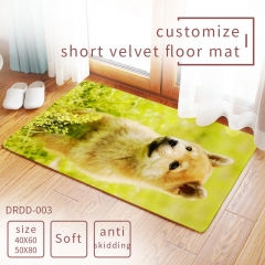 3 Styles Animal Dogs Pattern Short Velvet Material Anime Carpet Floor Mat