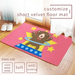 4 Styles 2 Sizes Cute Cartoon Pattern Short Velvet Material Anime Carpet Floor Mat