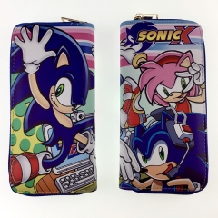 Sonic Cartoon PU Purse Zipper Anime Long Wallet