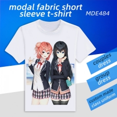 2 Styles My Youth Romantic Comedy Is Wrong, As I Expected Custom Design Modal Fabric Material Short Sleeves Anime T-shirts