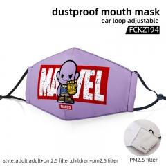 2 Sizes Marvel Superhero The Avengers Thanos with PM2.5 Filter Customizable Adjustable Ear Straps Anime Face Dust Mask
