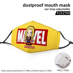 2 Sizes Marvel Superhero Captain Marvel with PM2.5 Filter Customizable Adjustable Ear Straps Anime Face Dust Mask