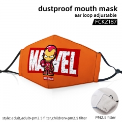 2 Sizes Marvel Superhero Iron Man with PM2.5 Filter Customizable Adjustable Ear Straps Anime Face Dust Mask