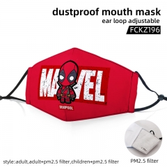 2 Sizes Marvel Superhero Deadpool with PM2.5 Filter Customizable Adjustable Ear Straps Anime Face Dust Mask