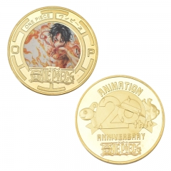 5 Styles One Piece Anime Paper Crafts Souvenir Coin Souvenir Badge Cartoon Stainless Steel Decoration Badge