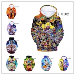 34 Styles Dragon Ball Z Color Printing Patch Pocket Hooded Anime Hoodie