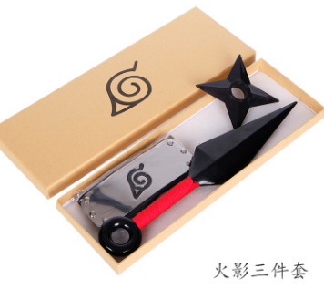 Naruto Kunai+Shuriken+Headband Weapon Plastic Anime Sword Set
