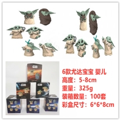 6pcs/Set Star Wars Yoda Move Anime PVC Figure Toy