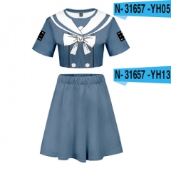 5 Styles Danganronpa: Trigger Happy Havoc Customizable Cartoon Anime T-shirt+Dress (Set)