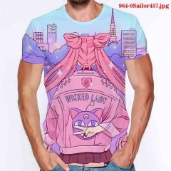 23 Styles Pretty Soldier Sailor Moon Cosplay Japanese Anime Milk silk fabric Men T shirts