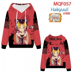 Haikyuu Color Printing Plus velvet Hooded Anime Hoodie Thickened Sweater