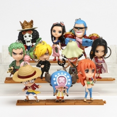 10pcs/set One Piece Japanese Cartoon Character Anime PVC Figure Keychain