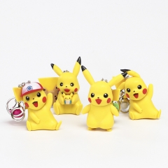4pcs/set Pokemon Pikachu Japanese Cartoon Character Anime PVC Figure Keychain