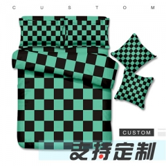 5 Styles Demon Slayer : Kimetsu no Yaiba Anime Pattern Bedding Set ( Small Pillow Cover + Big Pillow Cover + Quilt Cover + Bed Sheet )