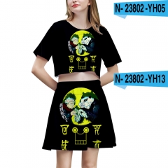 8 Styles  jujutsu kaisen Cosplay 3D Digital Print Anime Skirt and T shirt Two Pieces Set