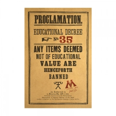 Harry Potter Educational Decree No. 35 Home Decoration Retro Kraft Paper Anime Poster