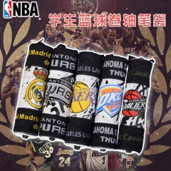 17 Styles NBA Star Los Angeles Lakers Chicago Bulls PU Leather and Canvas Pencil Bag