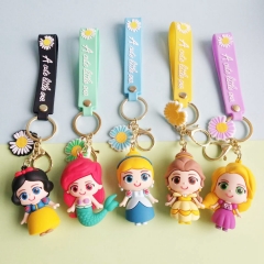 5 Styles Disney Princess Character Keychain Anime Figure Keychain